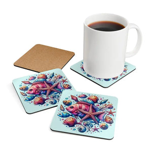 Home Decor - Corkwood Coaster Set - Coastal Style Protection - Dipaliz Cork / 3.75’’ × / Square