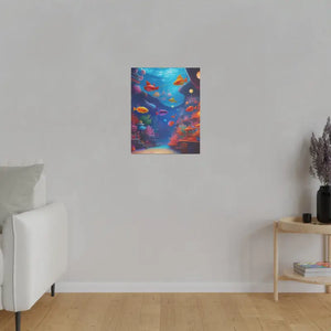 Psychedelic Shoal Matte Canvas - Colorful Fish Wall Art - Dipaliz - Posters Prints & Visual Artwork