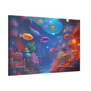 Psychedelic Shoal Matte Canvas - Colorful Fish Wall Art - Dipaliz - Posters Prints & Visual Artwork