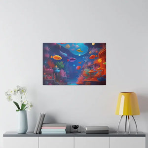 Psychedelic Shoal Matte Canvas - Colorful Fish Wall Art - Dipaliz - Posters Prints & Visual Artwork