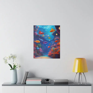 Psychedelic Shoal Matte Canvas - Colorful Fish Wall Art - Dipaliz - Posters Prints & Visual Artwork