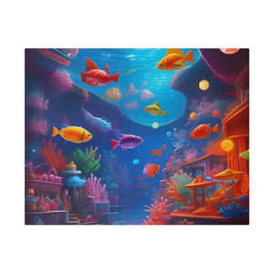 Psychedelic Shoal Matte Canvas - Colorful Fish Wall Art - Dipaliz - 14″ x 11″ (horizontal) / 0.75’’ - Posters Prints &