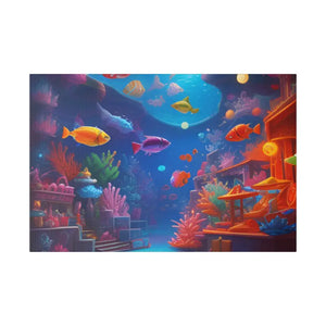 Psychedelic Shoal Matte Canvas - Colorful Fish Wall Art - Dipaliz - 24″ x 16″ (horizontal) / 0.75’’ - Posters Prints &
