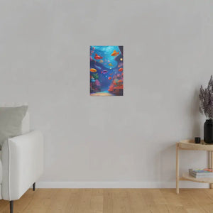 Psychedelic Shoal Matte Canvas - Colorful Fish Wall Art - Dipaliz - Posters Prints & Visual Artwork