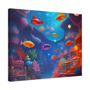 Psychedelic Shoal Matte Canvas - Colorful Fish Wall Art - Dipaliz - Posters Prints & Visual Artwork