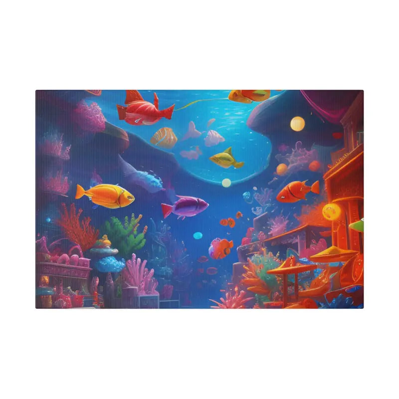 Dive Into Colorful Bliss: Psychedelic Shoal Matte Canvas Art - 18″ x 12″ (horizontal) / 0.75’’