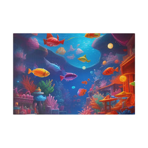 Psychedelic Shoal Matte Canvas - Colorful Fish Wall Art - Dipaliz - 18″ x 12″ (horizontal) / 0.75’’ - Posters Prints &
