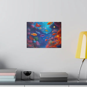 Psychedelic Shoal Matte Canvas - Colorful Fish Wall Art - Dipaliz - Posters Prints & Visual Artwork
