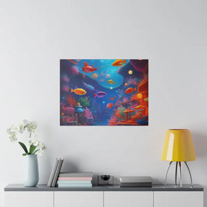 Psychedelic Shoal Matte Canvas - Colorful Fish Wall Art - Dipaliz - Posters Prints & Visual Artwork