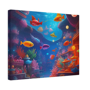 Psychedelic Shoal Matte Canvas - Colorful Fish Wall Art - Dipaliz - Posters Prints & Visual Artwork