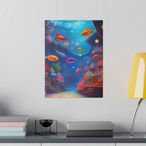 Psychedelic Shoal Matte Canvas - Colorful Fish Wall Art - Dipaliz - Posters Prints & Visual Artwork