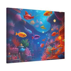 Psychedelic Shoal Matte Canvas - Colorful Fish Wall Art - Dipaliz - Posters Prints & Visual Artwork