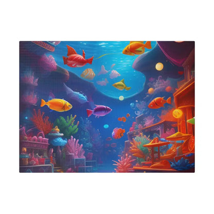 Dive Into Colorful Bliss: Psychedelic Shoal Matte Canvas Art - 16″ x 12″ (horizontal) / 0.75’’