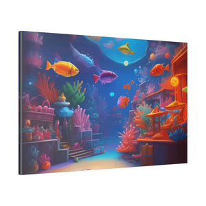 Psychedelic Shoal Matte Canvas - Colorful Fish Wall Art - Dipaliz - Posters Prints & Visual Artwork
