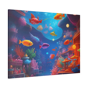 Psychedelic Shoal Matte Canvas - Colorful Fish Wall Art - Dipaliz - Posters Prints & Visual Artwork