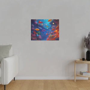 Psychedelic Shoal Matte Canvas - Colorful Fish Wall Art - Dipaliz - Posters Prints & Visual Artwork