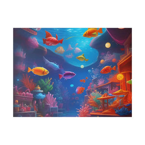 Psychedelic Shoal Matte Canvas - Colorful Fish Wall Art - Dipaliz - 32’’ x 24’’ (horizontal) / 0.75’’ - Posters Prints