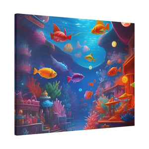 Psychedelic Shoal Matte Canvas - Colorful Fish Wall Art - Dipaliz - Posters Prints & Visual Artwork