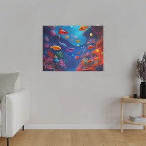 Psychedelic Shoal Matte Canvas - Colorful Fish Wall Art - Dipaliz - Posters Prints & Visual Artwork
