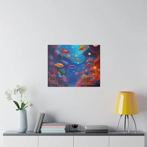 Psychedelic Shoal Matte Canvas - Colorful Fish Wall Art - Dipaliz - Posters Prints & Visual Artwork