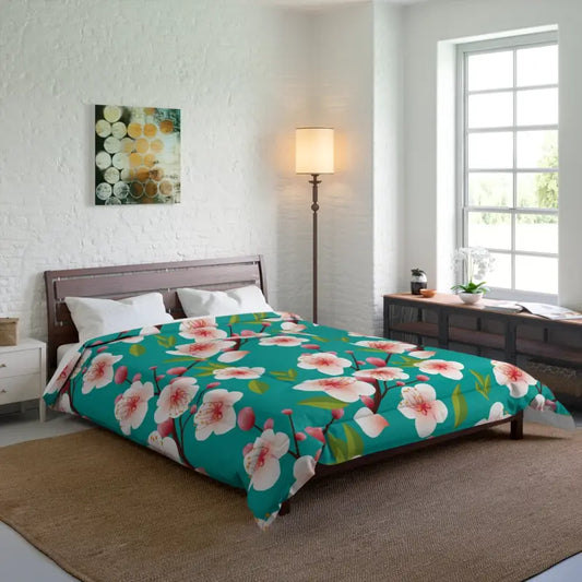 Floral Bliss Polyester Comforter - Nature’s Cozy Hug - 88’’ × Home Decor