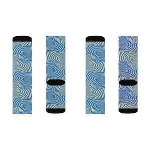 Abstract Wavy Blue Socks - Bold Comfort Statement - Dipaliz