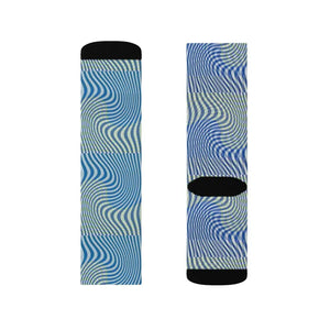 Abstract Wavy Blue Socks - Bold Comfort Statement - Dipaliz