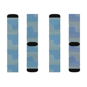 Abstract Wavy Blue Socks - Bold Comfort Statement - Dipaliz