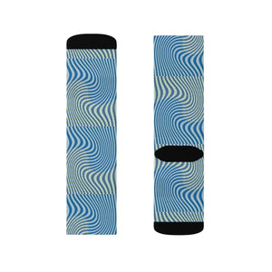 Abstract Wavy Blue Socks - Bold Comfort Statement - Dipaliz