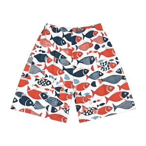 Colorful Fishes Mens Sports Shorts - Vibrant Athletic Wear - Dipaliz - Activewear