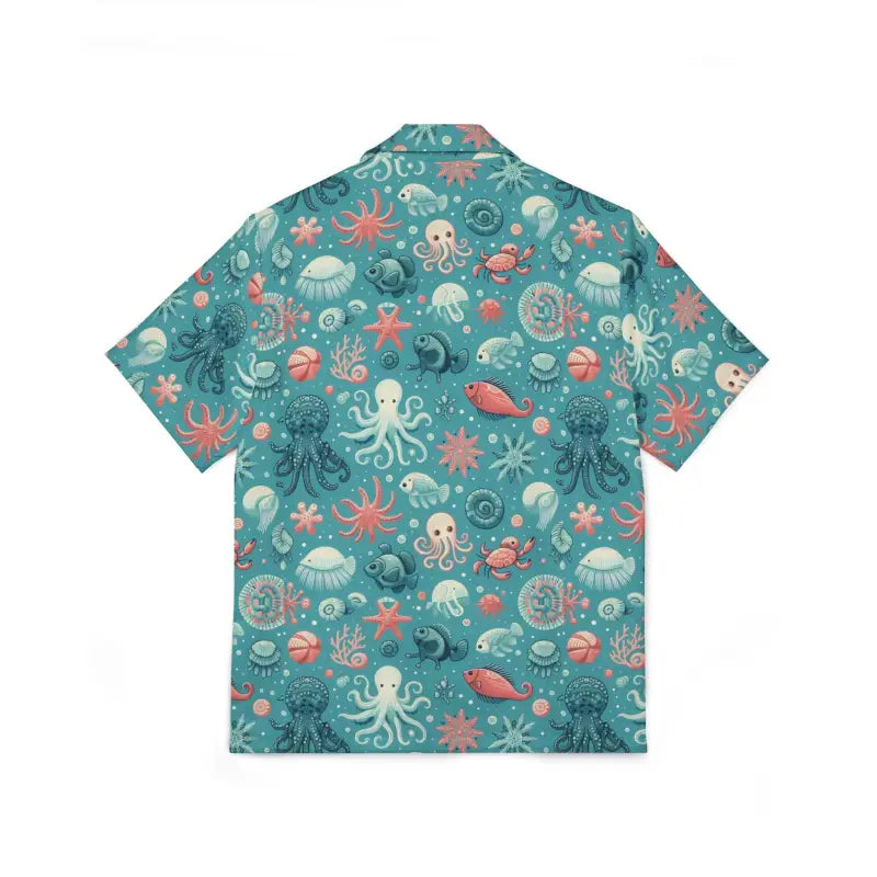 Catch Waves with our Marine-themed Hawaiian Camp Shirt - Shirts