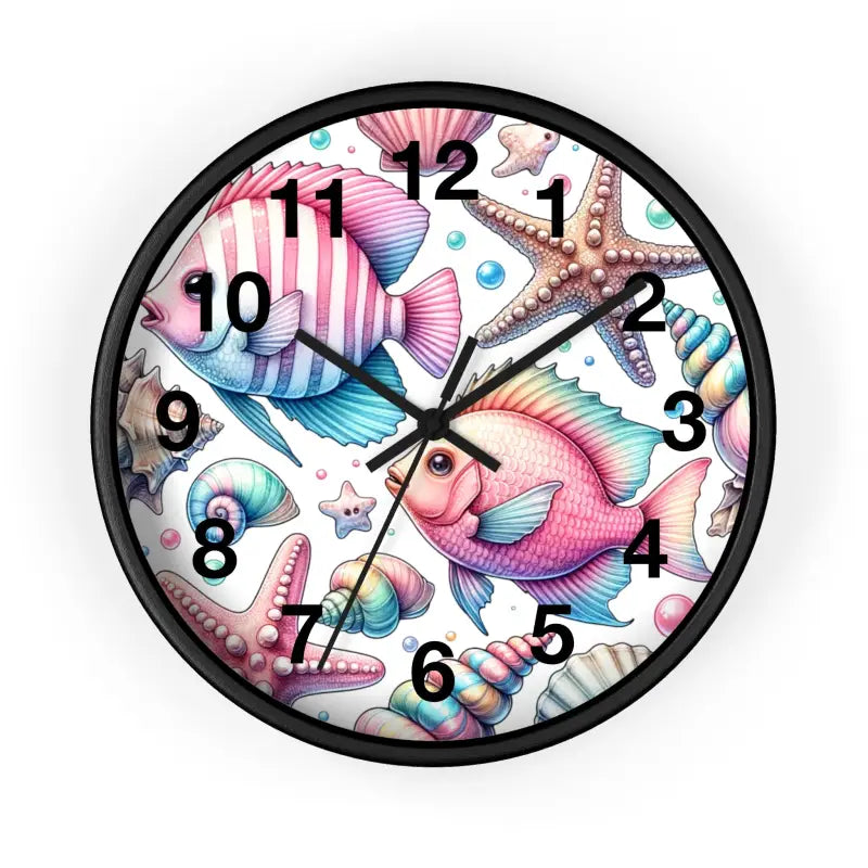 Dive Into Marine Beauty: Fishes Wall Clock Extravaganza - Black / 10’’ Home Decor