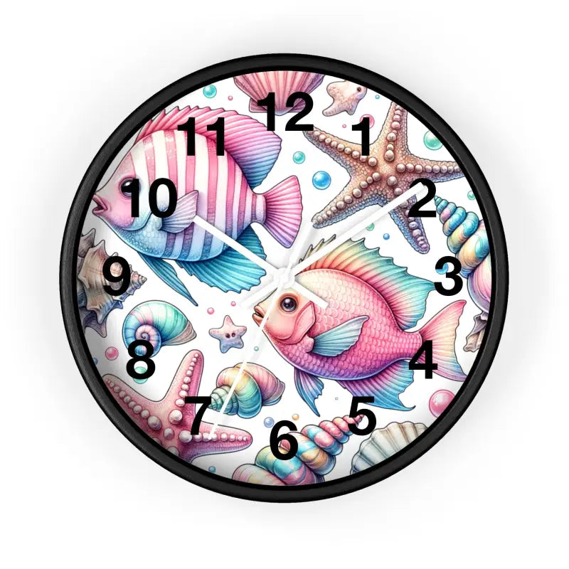 Dive Into Marine Beauty: Fishes Wall Clock Extravaganza - Black / White / 10’’ Home Decor