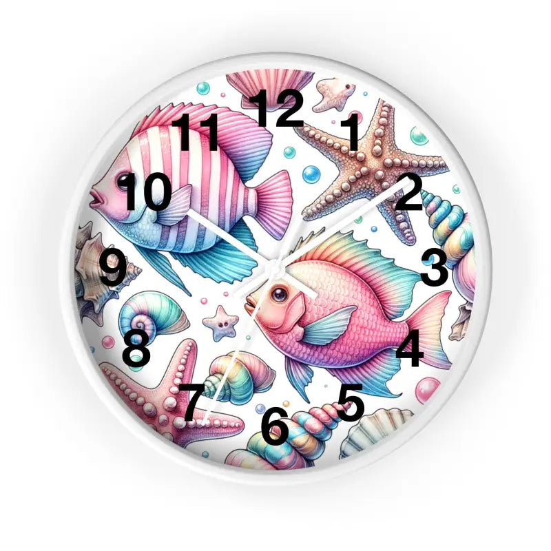 Dive Into Marine Beauty: Fishes Wall Clock Extravaganza - White / 10’’ Home Decor