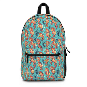Vibrant Seahorse Pattern Backpack - Splashy Fashion Style - Dipaliz - one Size - Backpacks