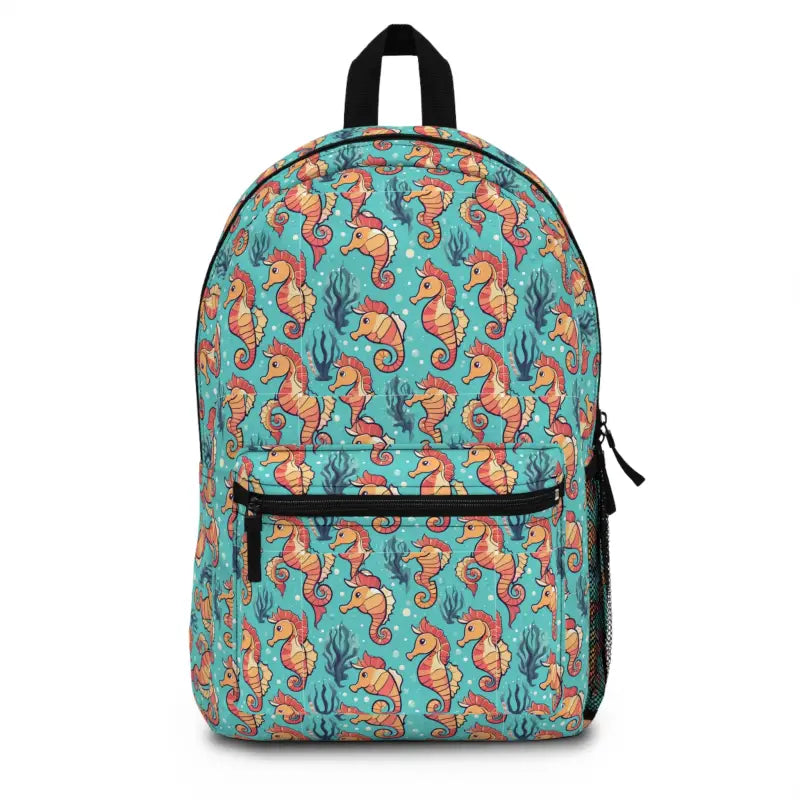 Dive in Style with the Splashy Seahorse Pattern Backpack - one Size Bags