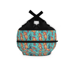 Vibrant Seahorse Pattern Backpack - Splashy Fashion Style - Dipaliz - one Size - Backpacks