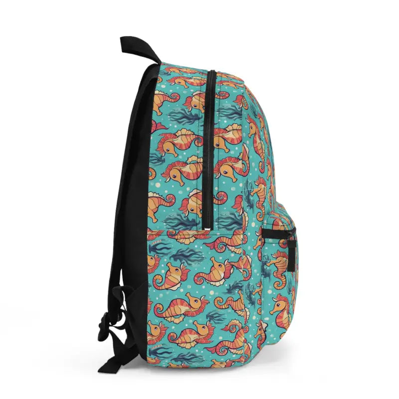 Dive in Style with the Splashy Seahorse Pattern Backpack - one Size Bags