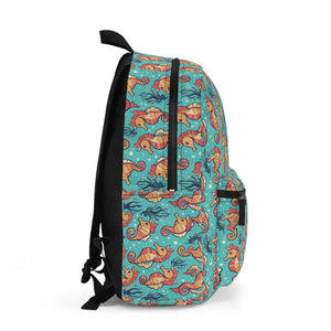 Vibrant Seahorse Pattern Backpack - Splashy Fashion Style - Dipaliz - one Size - Backpacks