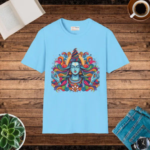 Divine Lord Shiva Unisex Softstyle Cotton t Shirt - Dipaliz - s / Sky - T-shirts