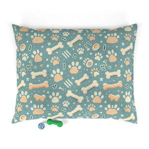 Cotton Pet Bed - Soft Fleece Exterior with Paw Prints - Dipaliz - 50’’ × 40’’ - Beds