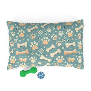 Cotton Pet Bed - Soft Fleece Exterior with Paw Prints - Dipaliz - 28’’ × 18’’ - Beds