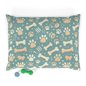 Cotton Pet Bed - Soft Fleece Exterior with Paw Prints - Dipaliz - Beds