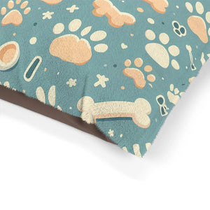 Premium Cotton Pet Bed - Paw Prints Soft Fleece - Dipaliz - Beds