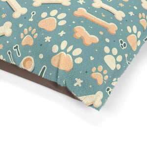 Premium Cotton Pet Bed - Paw Prints Soft Fleece - Dipaliz - Beds