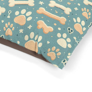 Premium Cotton Pet Bed - Paw Prints Soft Fleece - Dipaliz - Beds