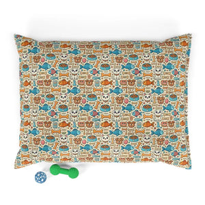 Comfy Cotton Pet Bed with Playful Fish Bones Design - Dipaliz - 40’’ × 30’’ - Beds