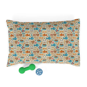 Comfy Cotton Pet Bed with Playful Fish Bones Design - Dipaliz - 28’’ × 18’’ - Beds