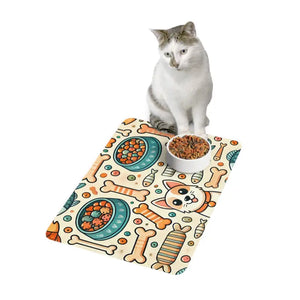 Stylish Non-slip Pet Food Mat - Mess-free Meals - Dipaliz - 12’’ × 18’’ / Rectangle - Bowl Mats