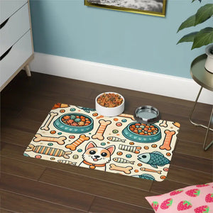 Stylish Non-slip Pet Food Mat - Mess-free Meals - Dipaliz - 12’’ × 18’’ / Rectangle - Bowl Mats